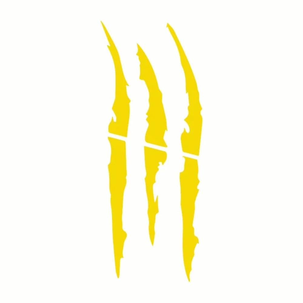 Car Stickers Monster Scratch Claw Marks Carbon Fiber Auto Creative Vinyl Decal(Reflective Yellow)