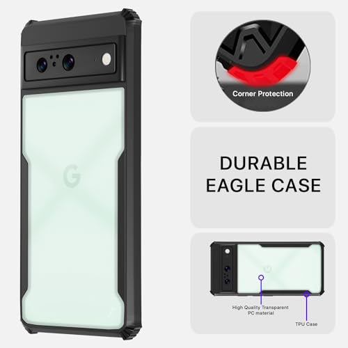 Image of Pikkme Google Pixel 8 Back Cover | Crystal Clear Transparent Back | Ultra Hyrbid | Full Camera Protection | Raised Edge | Bumper Back Case (Black)