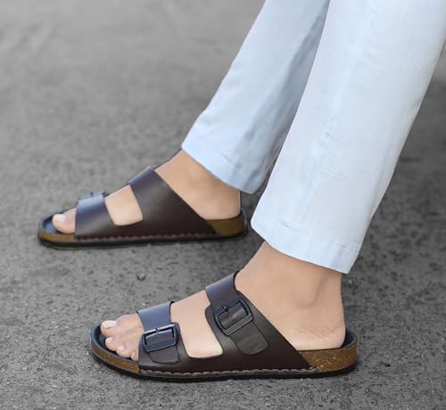 Image of AADI Men's Synthetic Leather Lightweight Comfortable Indoor Outdoor Daily Use Casual Slides /Slippers /Sandals /Floaters
