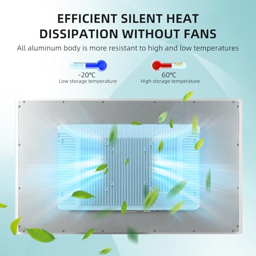 Image of 21.5 inch Aluminum Flat Embedded Industrial Touch Screen Monitor,HDMI /VGA /DVI Interface, Capacitive Touch Screen Monitor Supports 10 Points Touch,1920 x 1080 @ 60Hz