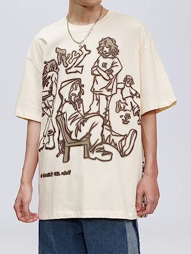 Aelfric Eden Mens Oversized T Shirts Tees Butterfly Print Crew Neck Cotton Tops Streetwear Casual Shirt