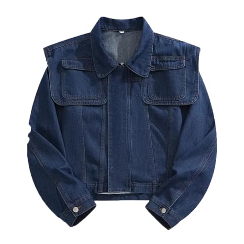 Men's Vintage Pocket Shawl Design Denim Jacket