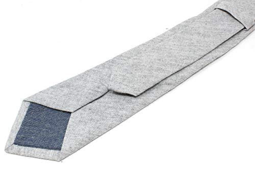 Image of Men's Chambray Cotton Skinny Necktie Tie Textured Distressed Style - 2.5 inch Width