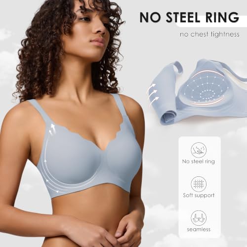 Image of Seamless Wireless Bra for Women with Support - No Underwire Full Coverage Push Up Comfort Bras - Back Fat Smoothing Bralettes