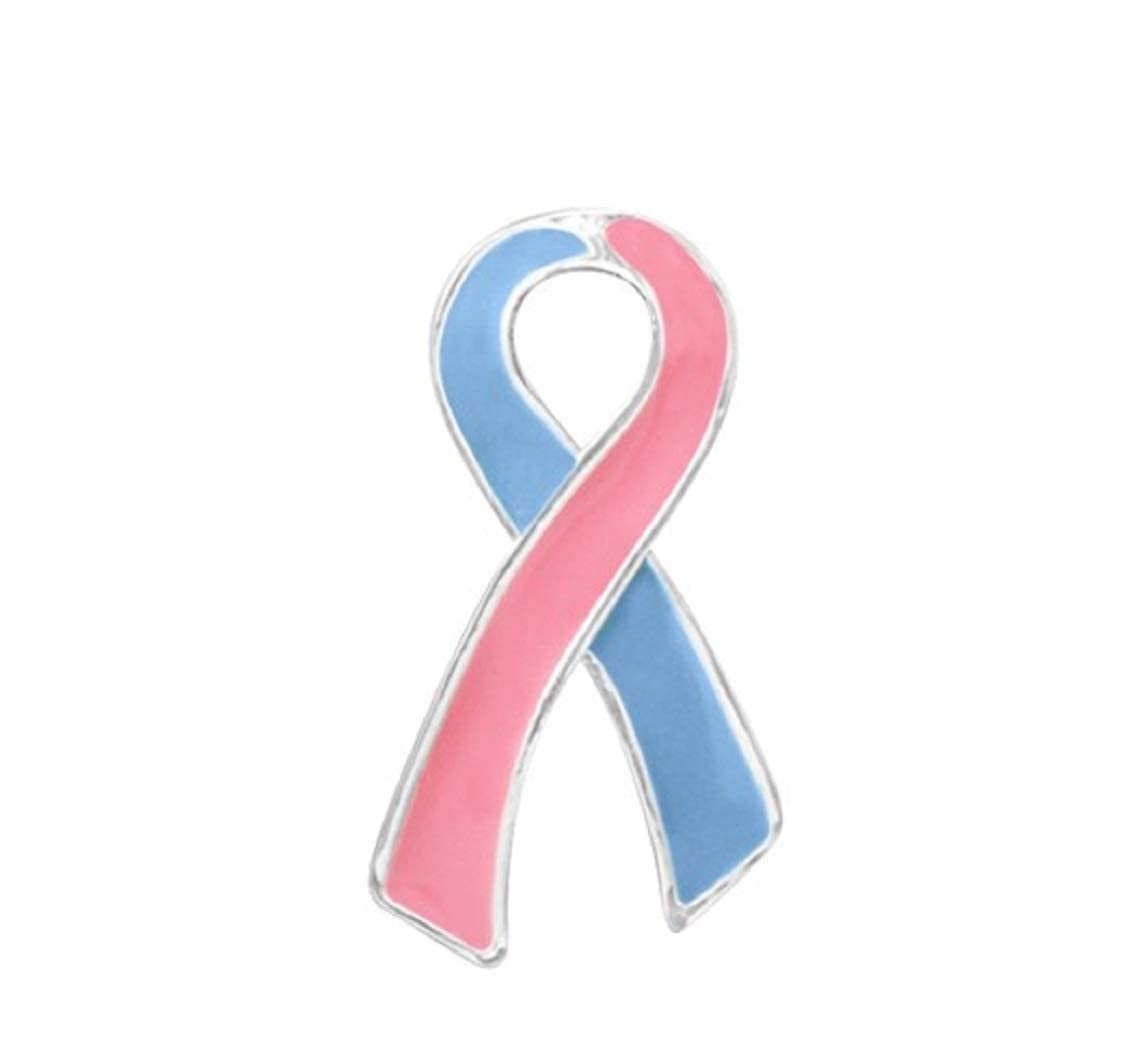 Fundraising For A Cause| Pink & Blue Large Flat Ribbon Shaped Pins – Pink & Blue Ribbon Pins for Birth Defects Awareness, SIDS Awareness, Male Breast Cancer, Fundraising & Gift Giving