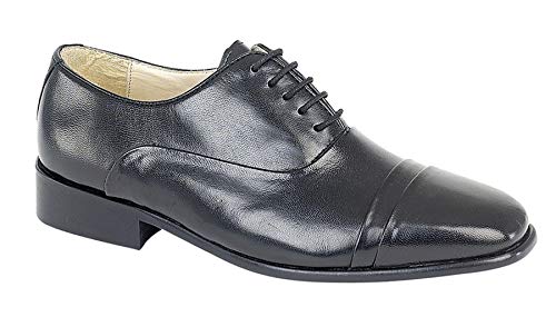 Mens Black Folded Cap Oxford Tie Shoe - Black - size UK Mens Size 11