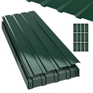 Monucep Trapezblech 36 Stück 115×45cm – 18.63m², Dachblech aus 0,25mm Stahl, Wetterbeständig & Rostfrei Für Carport, Gerätehaus, Pergola & Gewächshaus – Grün inkl. Handschuhe
