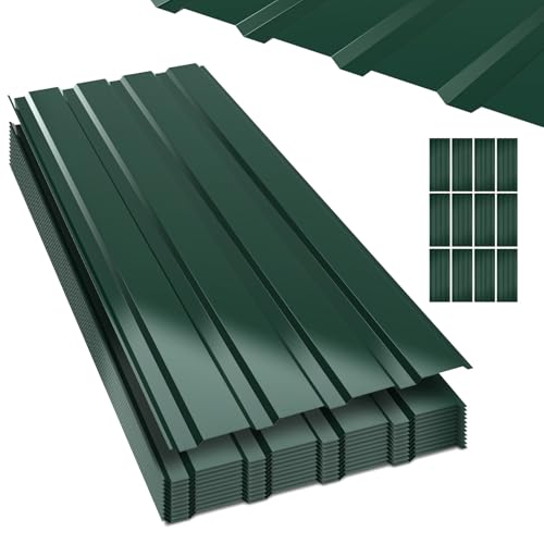 Monucep Tôle ondulée trapézoïdale 36 pièces 115×45 cm – 18,63 m², tôle de toit en acier de 0,25 mm, résistante aux intempéries et antirouille pour...
