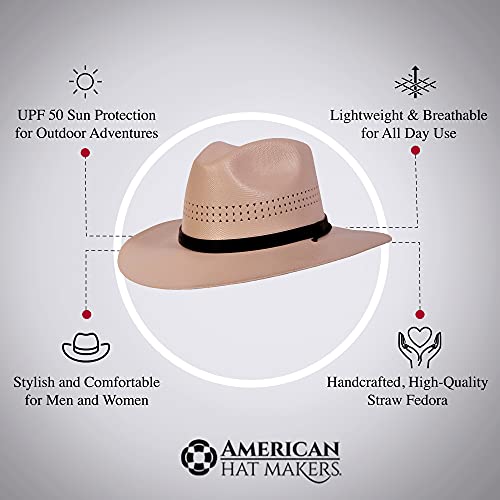 American Hat Makers Straw Hats For Men & Women – Barcelona Fedora Hat – Sun Hat – Outdoor Beach Hat Cream #TOP3