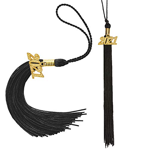 Eaaglo Tassel, Graduation Tassel, Graduation Cap Tassel with 2021 Year Charm Ceremonies Accessories for Graduates 2 Pcs (2021, 2pcs Black)