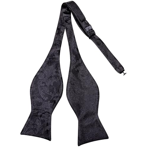 Image of Dubulle Self Tie Bow Ties and Lapel Pin for Men Paisley Solid Mens Bowtie and Handkerchief Cufflinks Set Wedding