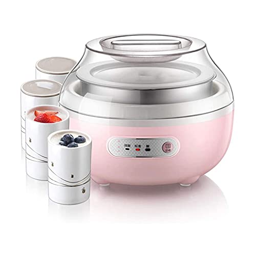 Yogurt Maker - Máquina digital automática para hacer yogur con 4 tarros de vidrio, pantalla LCD con control de temperatura constante, diseño de acero inoxidable para uso doméstico