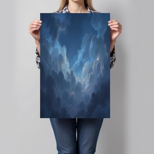 Tableau décoratif intissé 70x100 cm bleu nuit scène nocturne salon