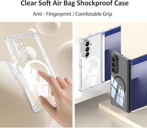 Image of Kapa Clear Airbag with Hinge Protection Compatible with Magsafe Back Case for Samsung Galaxy Z Fold7 / Z Fold 7 | Transparent Shockproof Slim Hard Protective Cover (Clear)