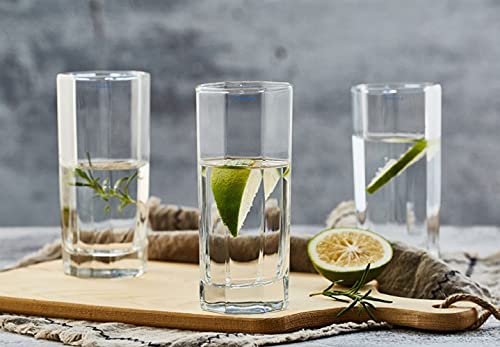 Image of SYANKA Italian Premium Juice Glasses Set of 8 Transparent, 300ml, Stylish and Crystal Highball Glasses for Drinking Water, Juice and Cocktails