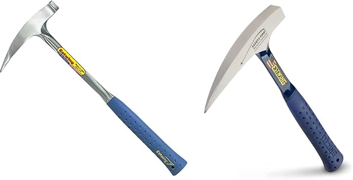 Estwing Rock Pick - 22 oz Geological Hammer with Pointed Tip & Shock Reduction Grip - E3-23LP, Blue & Rock Pick - 22 oz Geological Hammer with Pointed Tip & Shock Reduction Grip - E3-22P, Blue