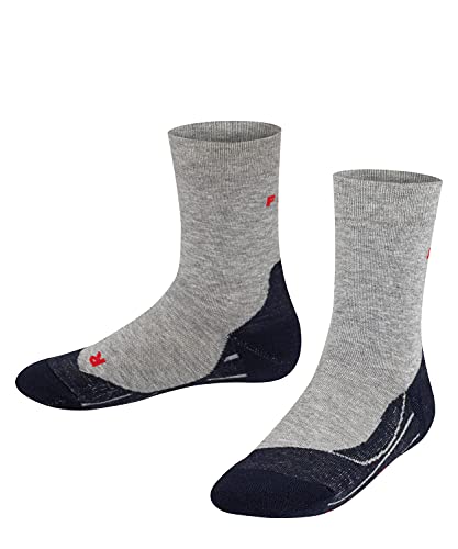 FALKE RU4 K So algodón antiampollas 1 par, Calcetines para correr Unisex niños, Gris Light Grey 3406, 31-34