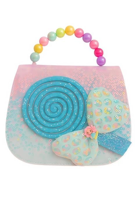 Girls' Spiral Design Crossbody Sling Handbag with Bow Detail | Multicolour Beaded Handle | Cute Shoulder Purse for Kids | Random Color-image-41