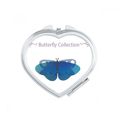 Miroir de poche cœur papillon bleu compact petit format léger - 2