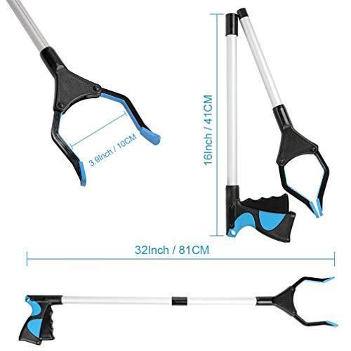 Apanhador de cabo longo, ferramenta de garra giratória dobrável de 83,8 cm, pesca, catador de lixo,