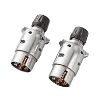 Feuunly 2 Stück x Anhänger Stecker 7 Polig Aluminiumlegierung, Wasserdicht Anhängerstecker 7 Poliger 12V, Für Anhänger PKW LKW RV Wohnwagen Traktor (Schraubenende)
