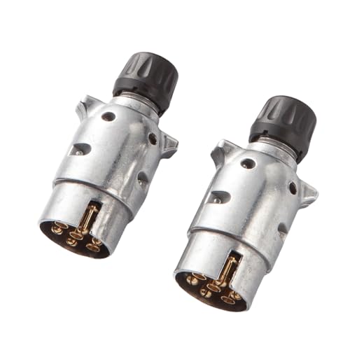 Feuunly 2 Stück x Anhänger Stecker 7 Polig Aluminiumlegierung, Wasserdicht Anhängerstecker 7 Poliger 12V, Für Anhänger PKW LKW RV Wohnwagen Traktor (Schraubenende)