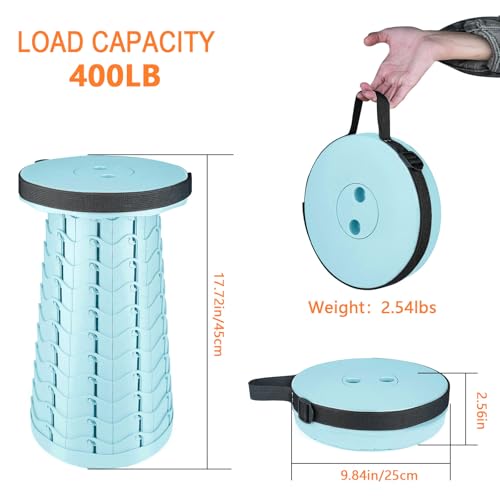 Image of Boreeman Upgraded Folding Stool Lightweight Yet More Sturdy with Load Capacity 400lbs Portable Collapsible Stool for Camping Fishing Hiking BBQ (Ice Cream)
