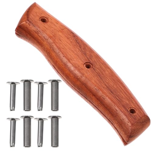 FUNNETOYU Mango Antideslizante para Cortador de Verduras en Madera de Palisandro Rojo Agujero Accesorio de Corte para Cuchillo de Cocina Resistente y Cómodo Incluye 4 Pares de Remaches