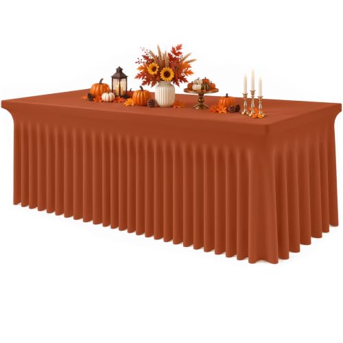 Smiry Spandex Elastic Fitted Table Cloth Skirt for 4FT Rectangle Table