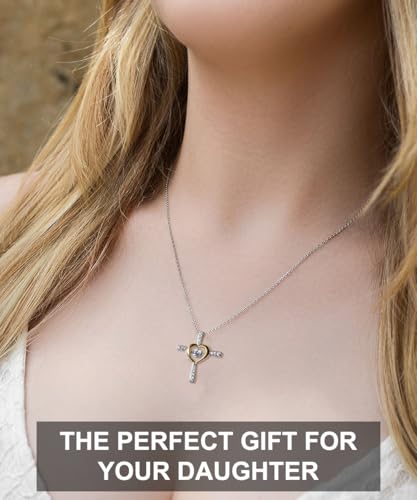 Coveted Goods To My Daughter Necklace Gift from Dad – 925 Sterling Silver Cross Pendant Necklace – Jewelry Gift for Daughter from Father2