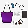 WSSYYBF Solid color dark purple Tote Bags.Large Zippered Polyester Tote, Padded Shoulder Bag for Travel Shopping #5