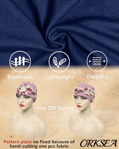 Image of Chemo Headwear for Women Knot Beanies with Stretch Elastic Turbans Soft Cancer Hats Head Coverings Scarf Headwraps