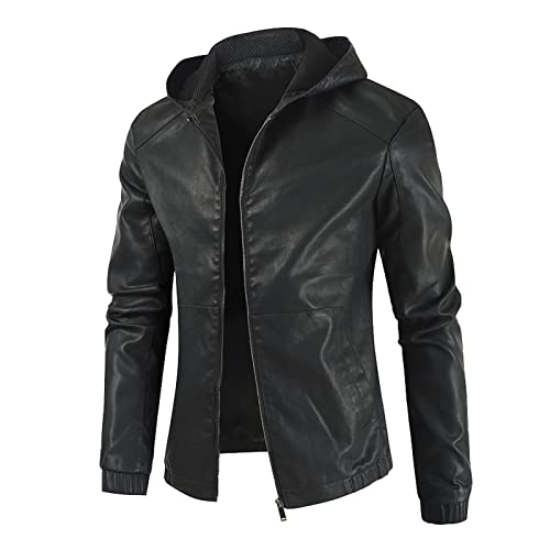 Veste en cuir lourd pour homme noir M au design simple et solide
