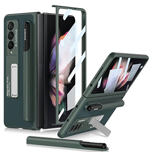 Coque Galaxy Z Fold 3 5G en cuir de qualité supérieure avec protection d'écran en verre
