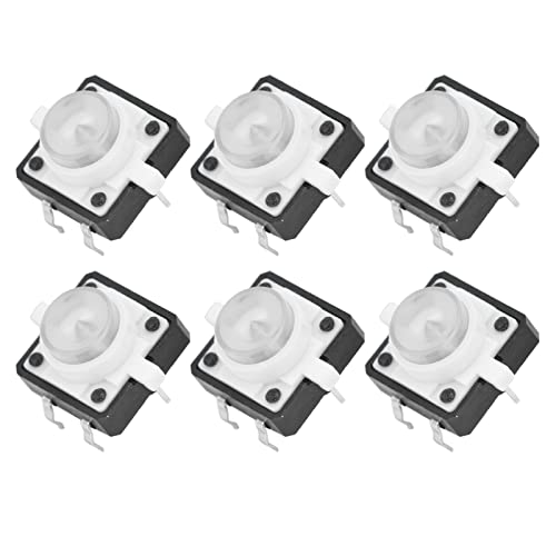 Conjunto de interruptores táteis de LED de 20 peças de 12 x 12 x 7,3 mm – interruptores táteis para