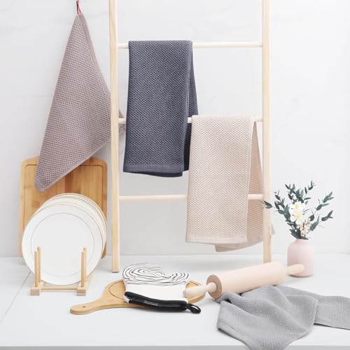 Image of Homaxy 100% Cotton Waffle Weave Kitchen Dish Towels, Ultra Soft Absorbent Quick Drying Cleaning Towel, 13 x 28 Inches, 12-Pack, Mixed Color