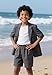 KEYWANTS Boy's Black Short 3 Pieces Set Beach Outfits Button Down Shirts Vest Shorts Summer Vacation Texture Sets for Kids Size 10