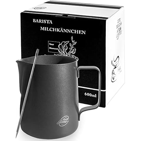Pro@Home43 Barista Edelstahl Milchkännchen schwarz anthrazit 600ml inkl. Latte Art Stift/Milchschaumkännchen in Geschenkbox Cover