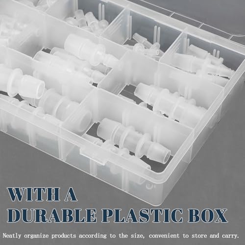 CXAOOT 60pcs Plastic Hose Connector Assortment for Aquariums, Barbed Hose Fittings for Fish Tanks, Aquarium Tubing Connectors for Air Line Tubing Aquarium (12 Sizes) by CXAOOT - Image 4