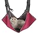 LHaefydore Reversible Cat Hanging Hammock, Adjustable Pet Cage Hammock with Metal Hooks and Nylon Straps for Cats and Small Animals, Soft Plaid Design for All Seasons (Rose Red)