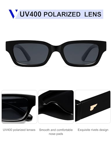 VANLINKER Polarized Trendy Small Skinny Square Cat Eye Sunglasses for Women Retro Vintage Shades VL98464