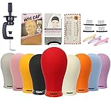 22' Wig Head Canvas Block-Head for Making Wigs Display Colorful Canvas Block Head Poly Mannequin...