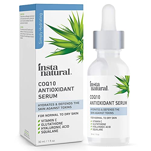 CoQ10 Antioxidant Face Serum - Anti Aging Natural Skin Care to Nourish Dry Skin Brightening Serum & Hydrating Treatment Skin Barrier Strengthening Facial Serum with Vitamin C & Hyaluronic Acid 1 oz