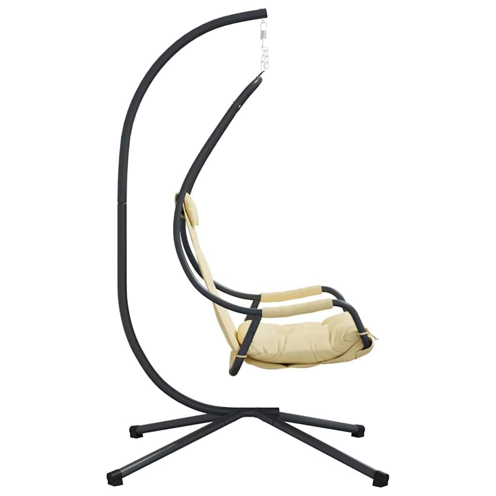 Silla colgante de huevo beige, 94 x 107 x 196,5 cm, silla colgante de acero para sala de estar, balcón, exterior o interior, mecedora, sillón, adulto