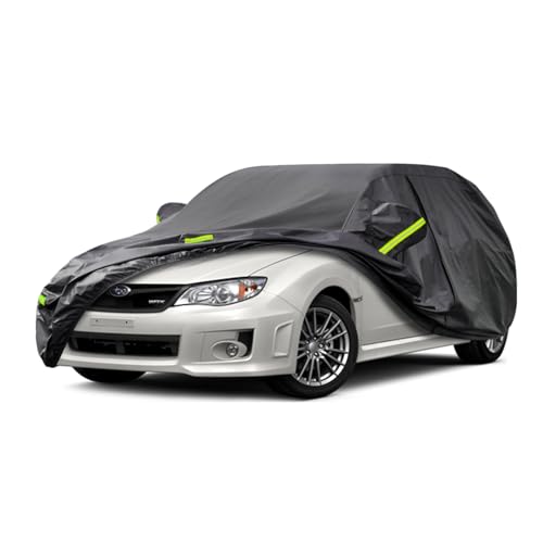 Image of Kaugung 7 Layers Car Cover Custom Fit Subaru Impreza Hatchback from 1992 to 2025, Waterproof Car Cover All Weather for Automobiles Outdoor Indoor with Zipper Door, Sun Rain Dust Snow Protection.Black