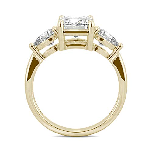 Charles & Colvard 14K Yellow Gold Moissanite 9x7mm Emerald Engagement Ring, 3.38cttw DEW3