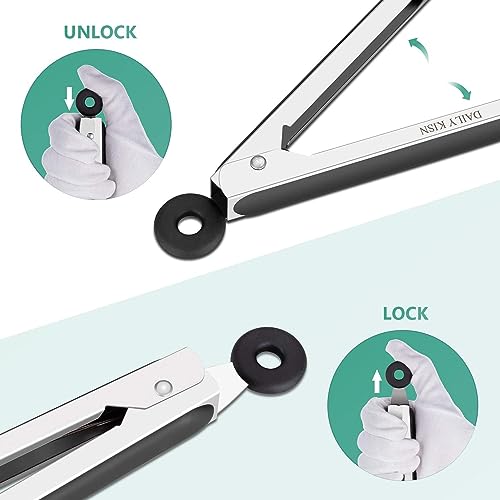 Stainless Steel Grill Tongs, Food Grade Kitchen Tongs, Heat Resistant 600 Degrees, for Cooking, BBQ Barbecue, Grilling, Buffet, Serving (7", 3PCS)