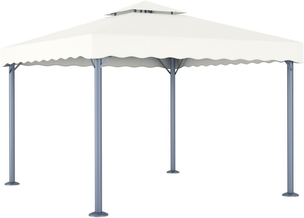 vidaXL Gazebo, Canopy Tent with Double Roofs, Patio Pavilion with Steel Frame, Wedding Party Tent for Garden Backyard Beach, Cream Aluminum
