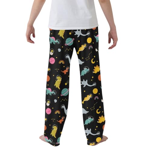 CaTaKu Boys Dino Space Dragon Planets Pants for Boys Girls Wide Leg Sweatpants Kids Long Bottoms with Pockets Size 6-14Y2