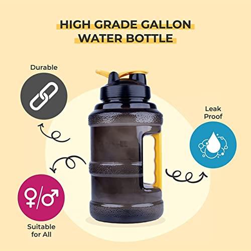 Image of Plastic 2.5 Liter Motivational Sports Gym Bottle Daily Water Intake With Time Markings Bpa-Free. Leak Proof For Adults For Gym, Travel And Office A- (Black)